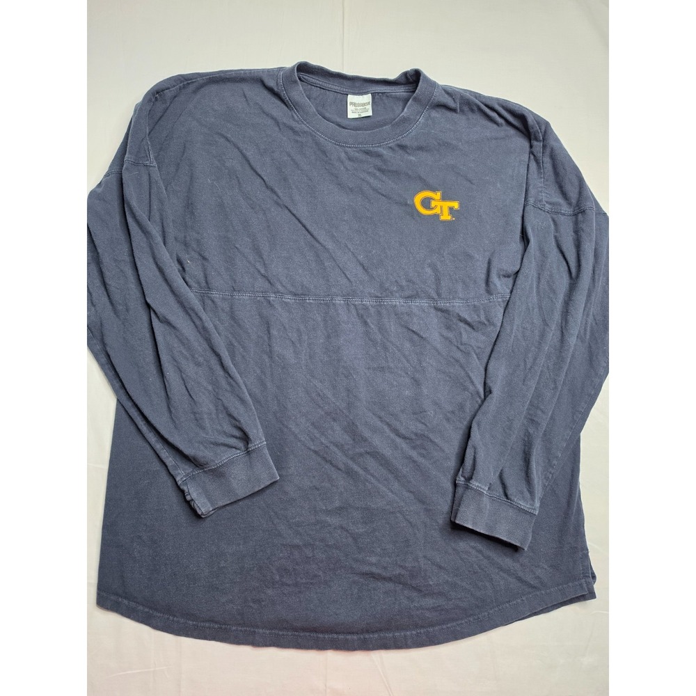 Pressbox Georgia Tech Yellow Jackets Shirt Women's XL Navy Blue Thumbhole Sleeve